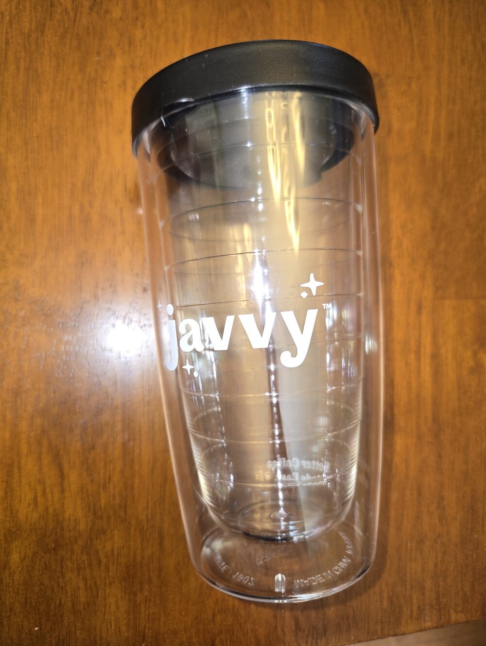 Clear Travel Tumbler with Black Lid